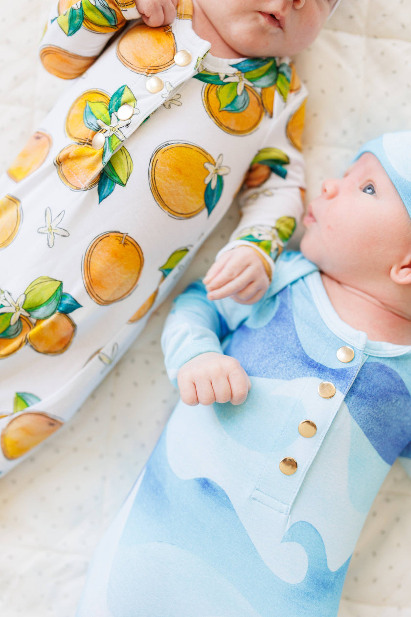 Ocean Wave Newborn Bamboo Knotted Gown