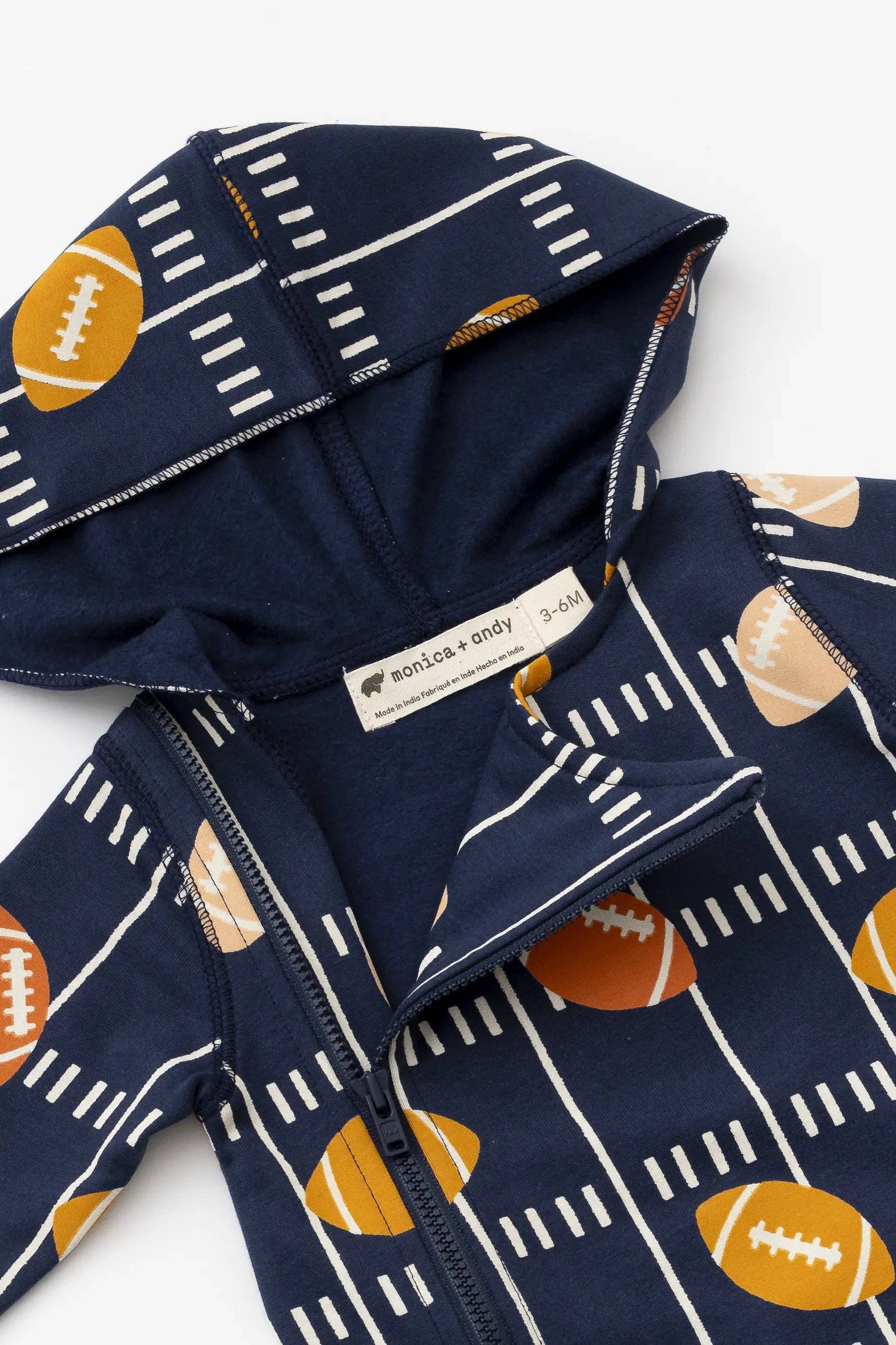 Baby Sports Moto Romper Navy Football Organic Cotton