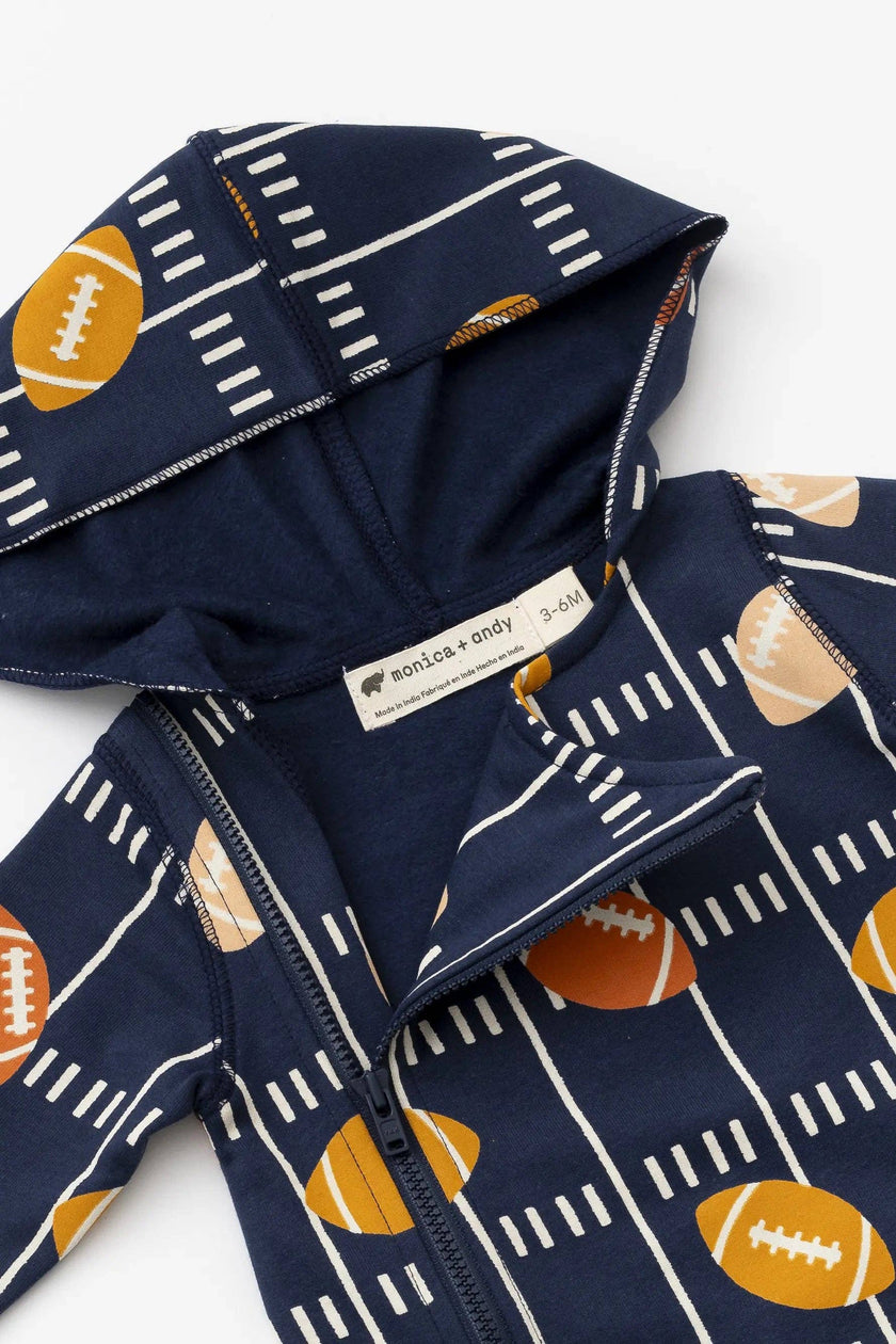 Baby Sports Moto Romper Navy Football Organic Cotton