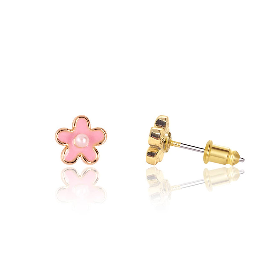Pink Fancy Flower Cutie Children's Stud Earrings