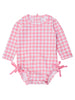 Bubblegum Gingham Long Sleeve One Piece Rash Guard