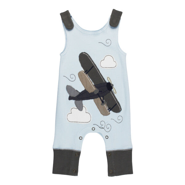 Airplane Organic Applique Harem Romper GOTS-certified