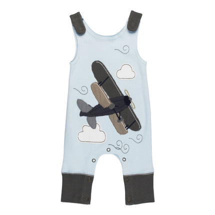 Airplane Organic Applique Harem Romper GOTS-certified