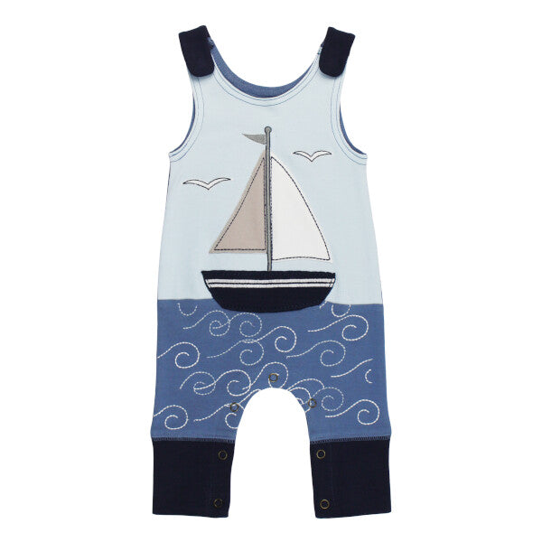 Sailboat Organic Applique Harem Romper GOTS-certified