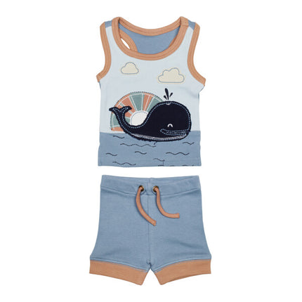 Whale Organic Applique Tank & Bike Short Set