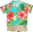 Aqua Hibiscus Cabana Shirt and Shorts Set