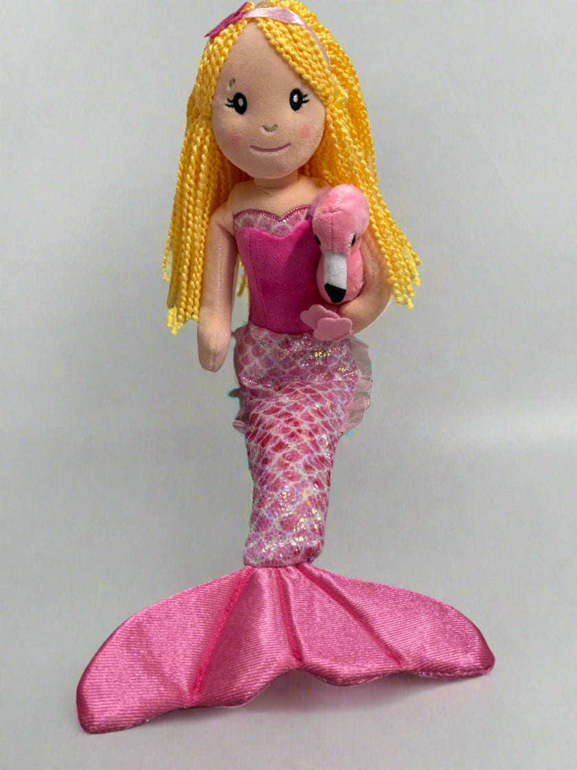 Mermaid w/ Flamingo Doll Stuffed Animal (Pick your Mermaid)