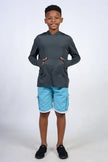 Boys Long Sleeve Hooded Sun Shirt - Charcoal