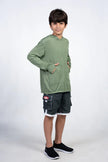 Boys Long Sleeve Hooded Sun Shirt - Military Green