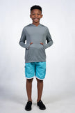 Boys Long Sleeve Hooded Sun Shirt - Silver