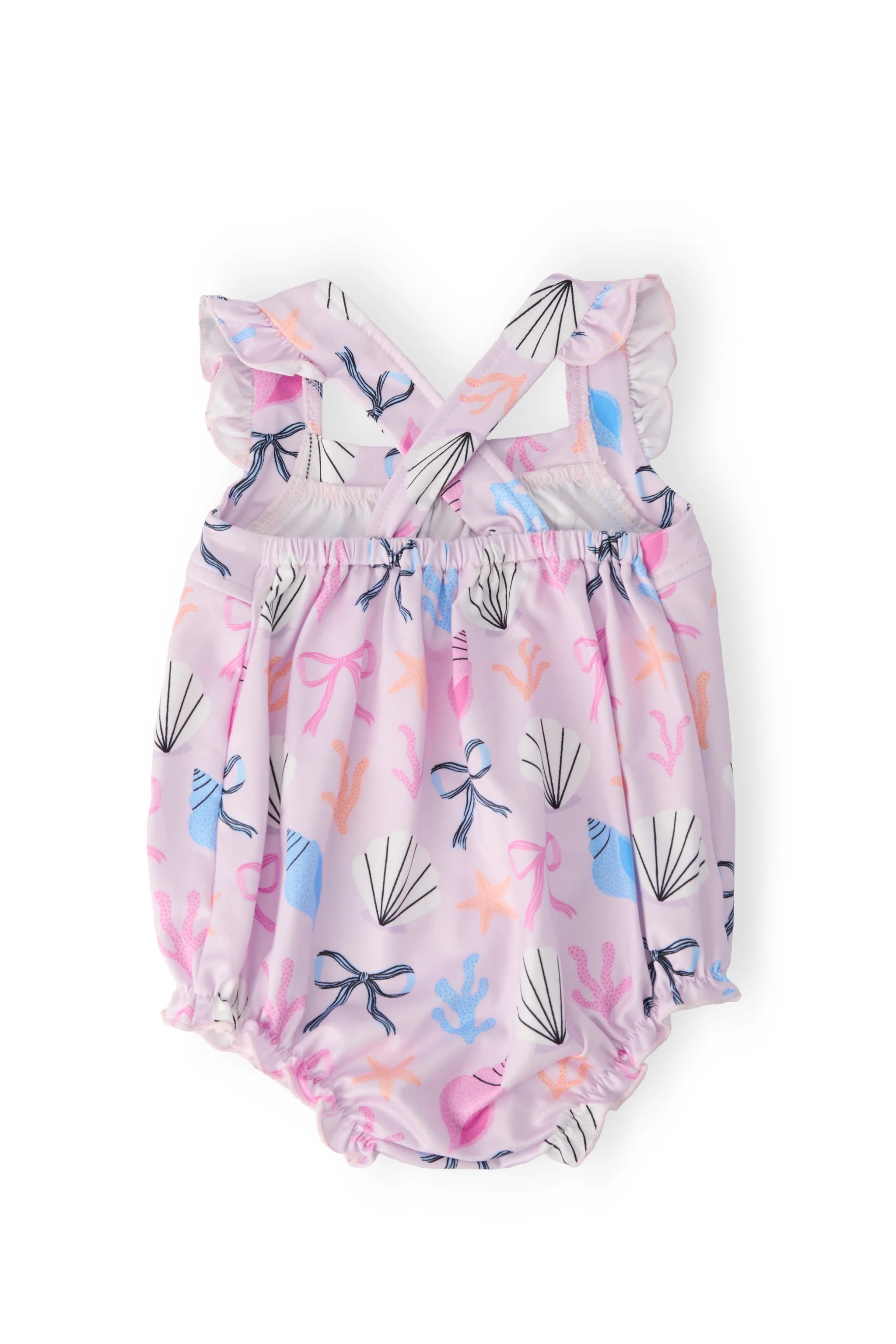 Beachside Bows Ruffle Cross Back Romper