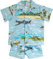 Blue with Planes Cabana Shirt and Shorts Set