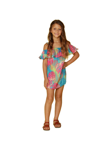 Girl's Peasant Dress Cover Up (Tropical Paradise)