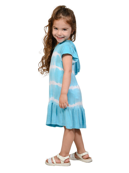 Cap Sleeve Hoodie Dress - Turquoise