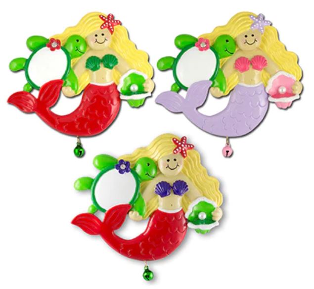 Mermaid with Bell Assorted Personalized Ornament NT180