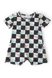 Dino Checkers Short Sleeve Shorty One-Piece