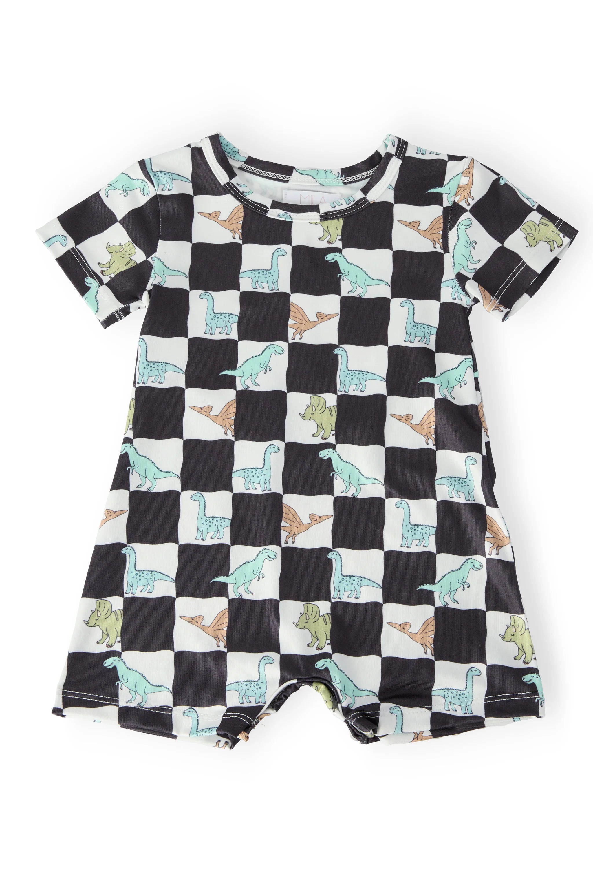 Dino Checkers Short Sleeve Shorty One-Piece