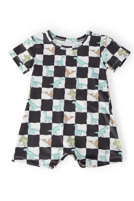 Dino Checkers Short Sleeve Shorty One-Piece