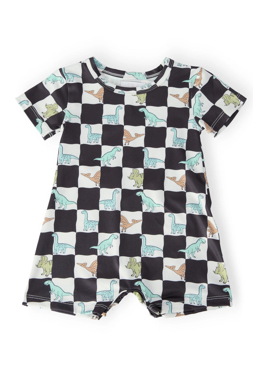 Dino Checkers Short Sleeve Shorty One-Piece