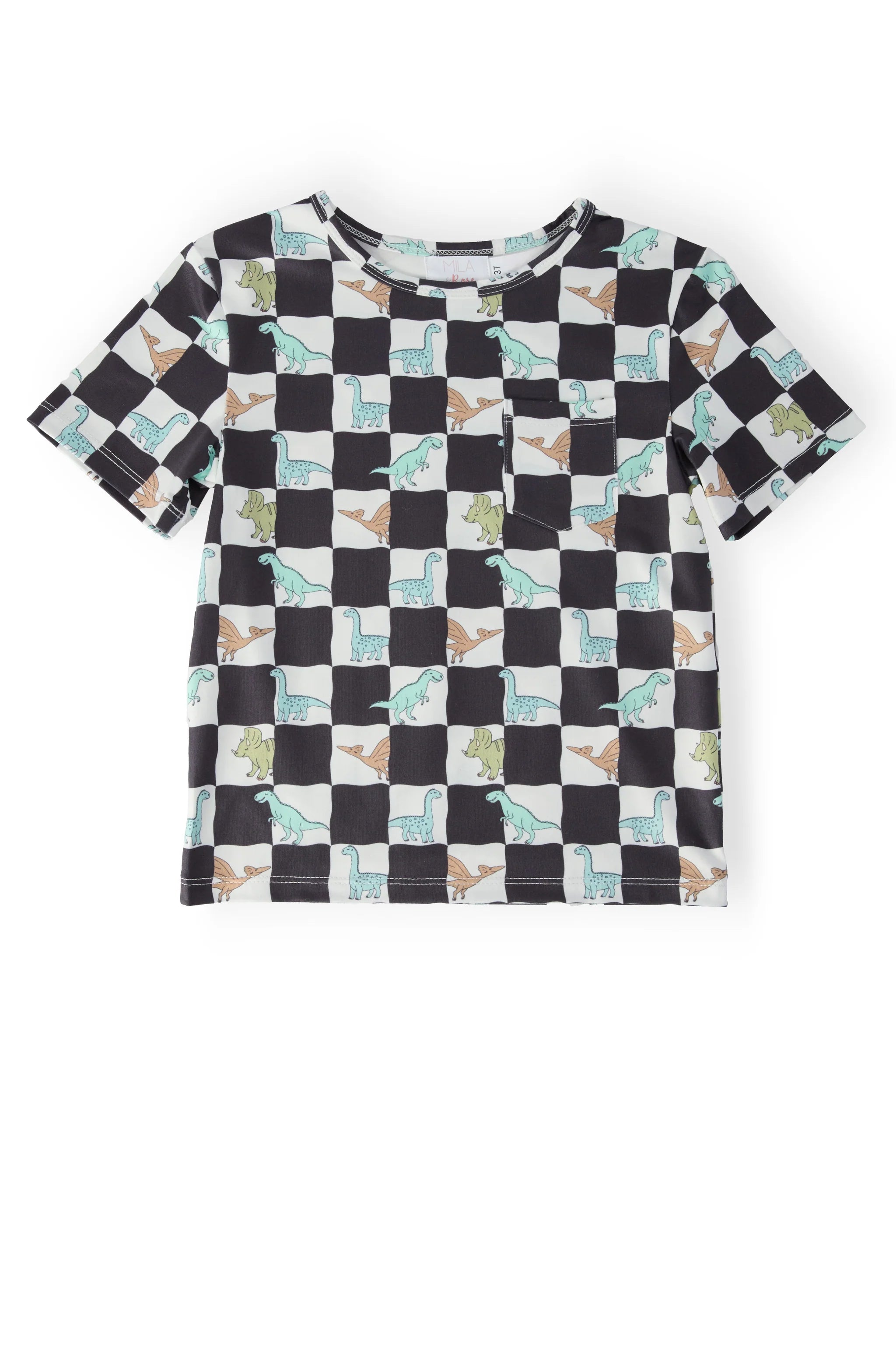 Dino Checkers Short Sleeve Pocket Tee