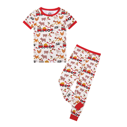 Soft viscose bamboo toddler/kids pajamas set in our Farm Friends pattern! 