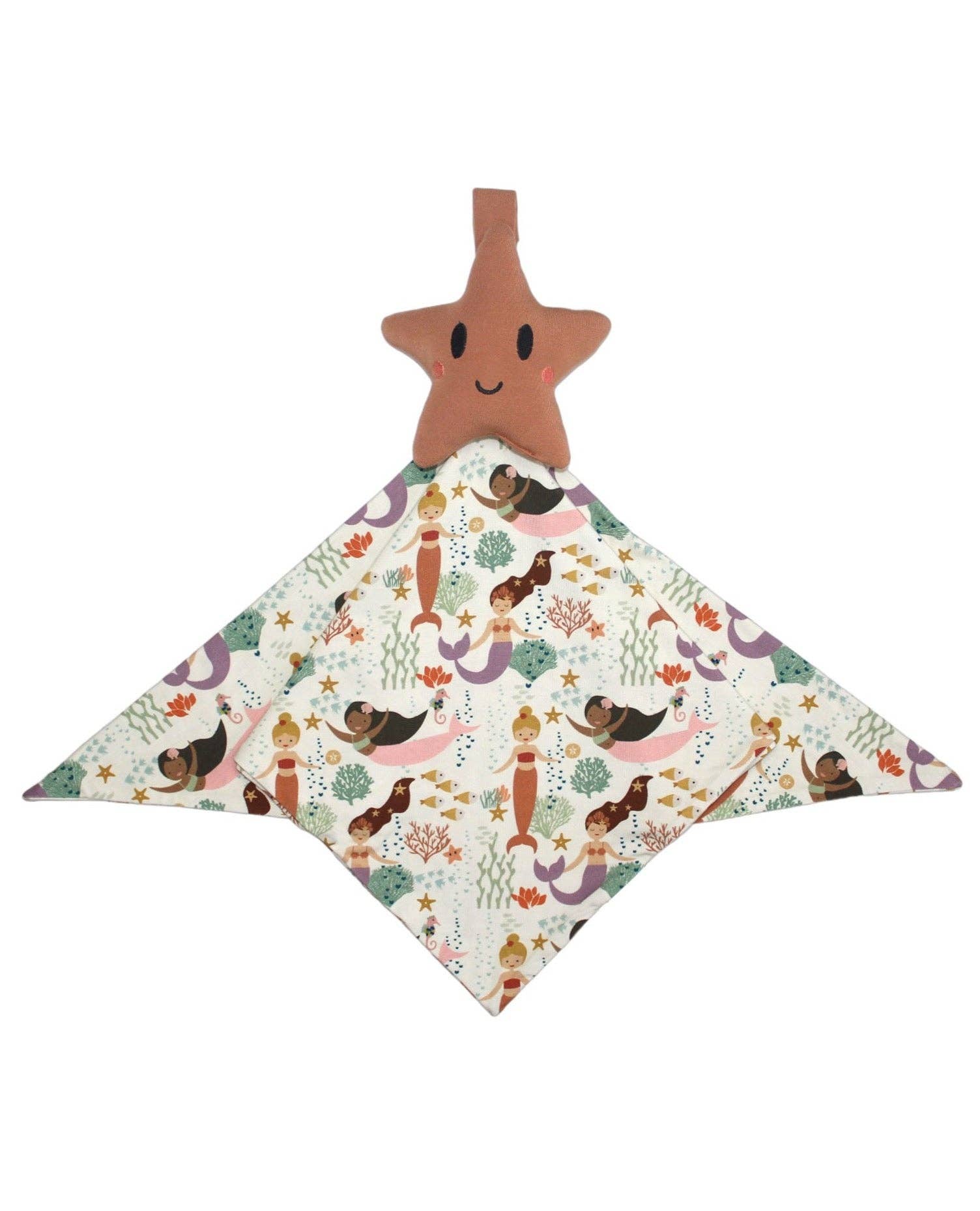 The cutest NEW starfish bamboo baby lovey available in our Making Waves mermaids pattern!