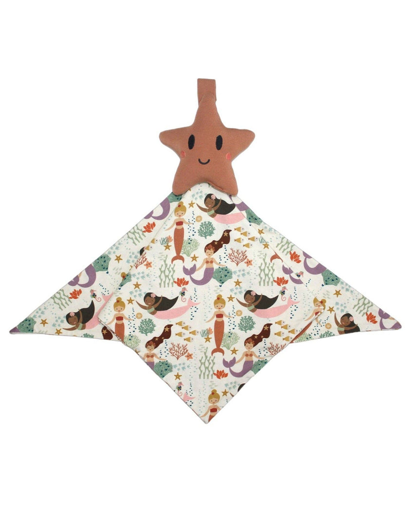 The cutest NEW starfish bamboo baby lovey available in our Making Waves mermaids pattern!