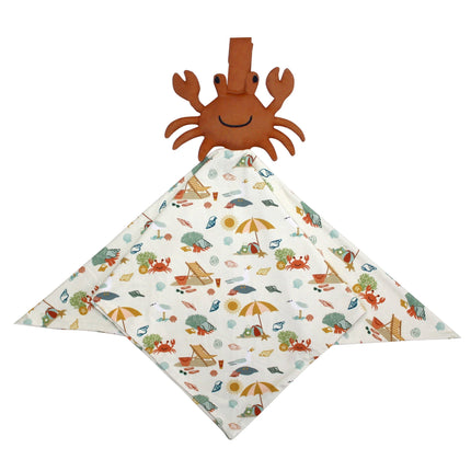 The cutest NEW bamboo baby crab lovey available in our Beach Day pattern!