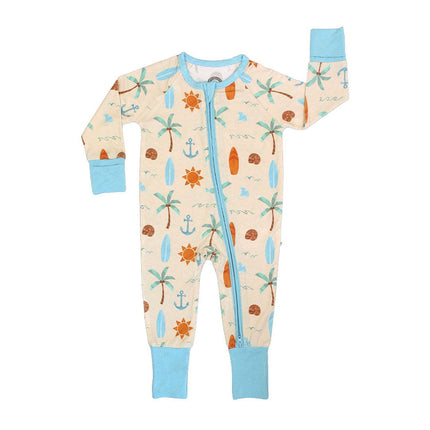 The softest bamboo baby pajamas in our Chasing Waves pattern!