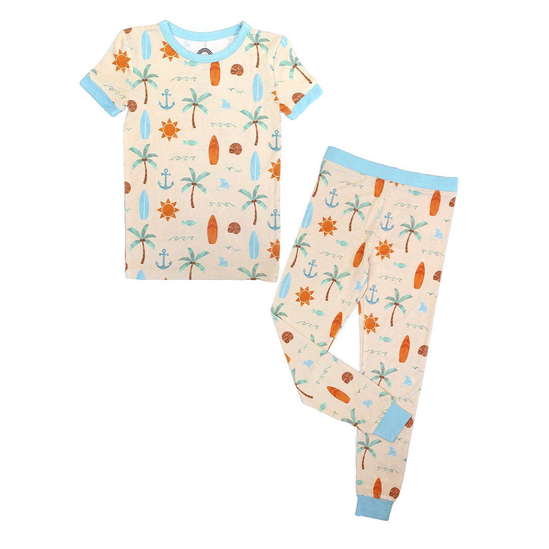 The softest bamboo toddler and kids pajamas in our Chasing Waves pattern!