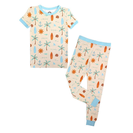 The softest bamboo toddler and kids pajamas in our Chasing Waves pattern!