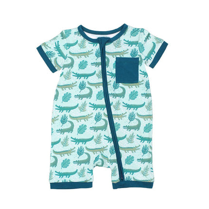 The softest bamboo shortie romper in our Later Gator alligator print!