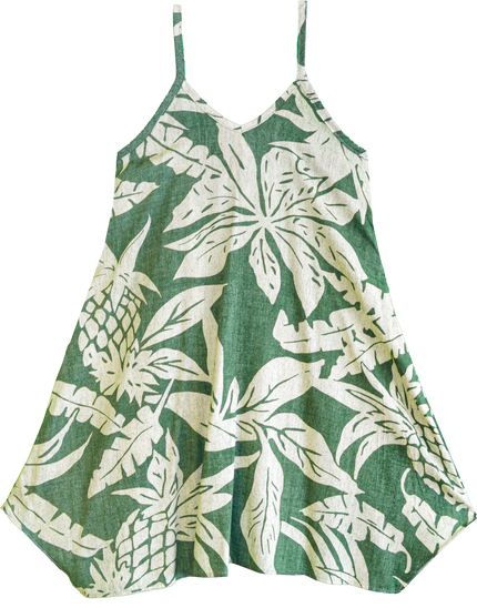 Sage Aloha V-Neck Scarf Hem Dress