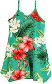 Aqua Hibiscus V Neck Scarf Hem Dress