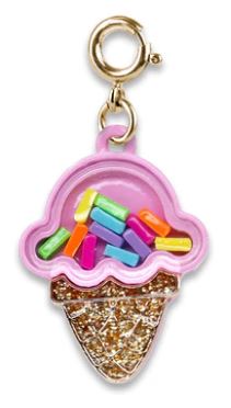 Gold Ice Cream Cone Shaker Charm