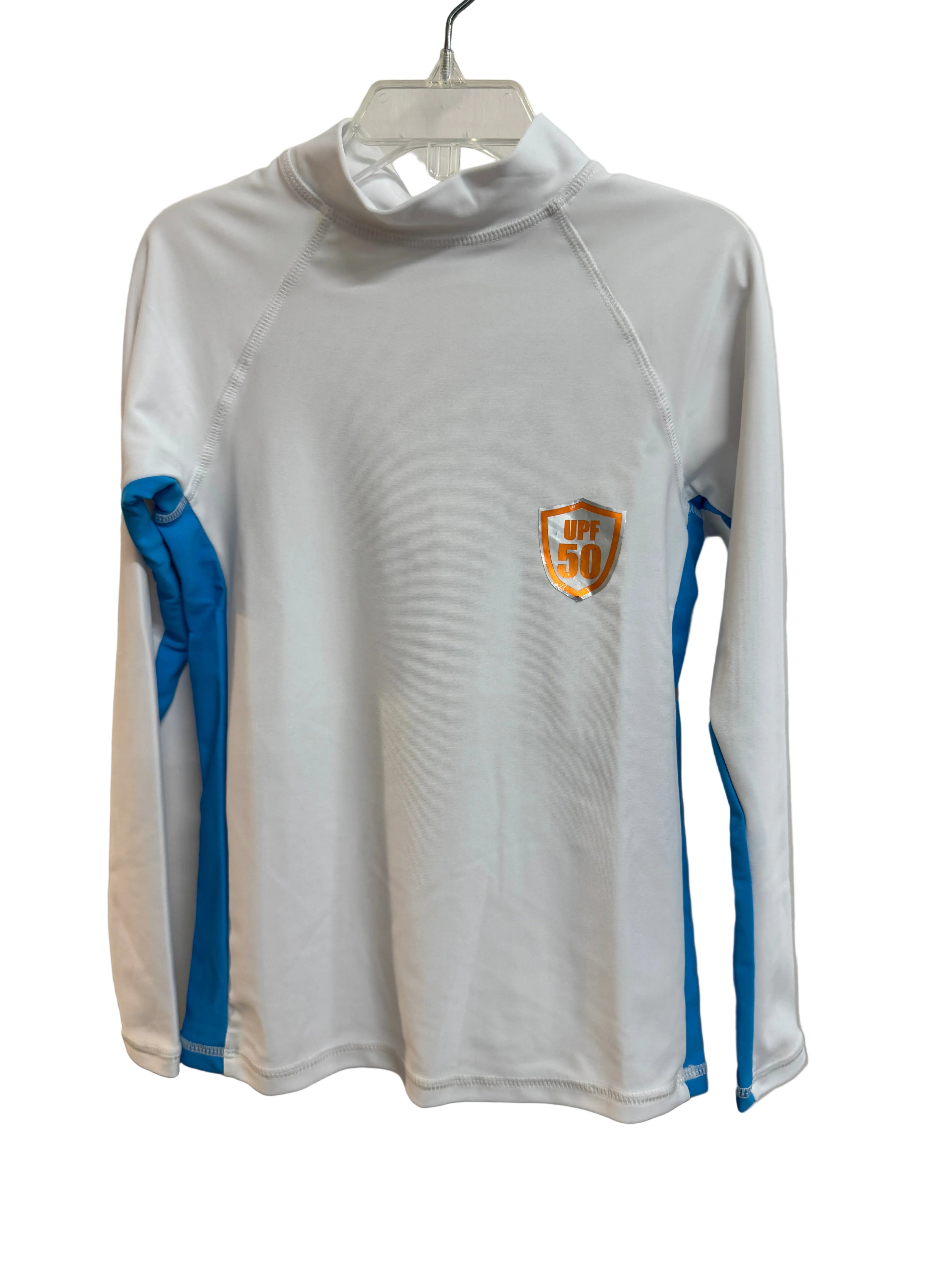Long Sleeve Rash Guard UPF50+ - White and Turquoise