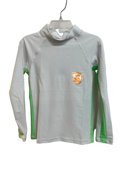 Long Sleeve Rash Guard UPF50+ - White and Lime