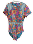 CapSleeve Mesh Insert One Piece - Tidal Blooms