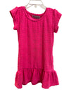 Floral Terry Jacquard Cap Sleeve Ruffle Bottom Dress - Pink