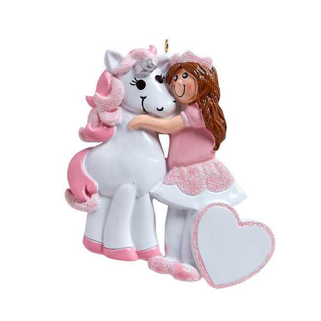 A Princess and Her Unicorn Personalized Christmas Ornament