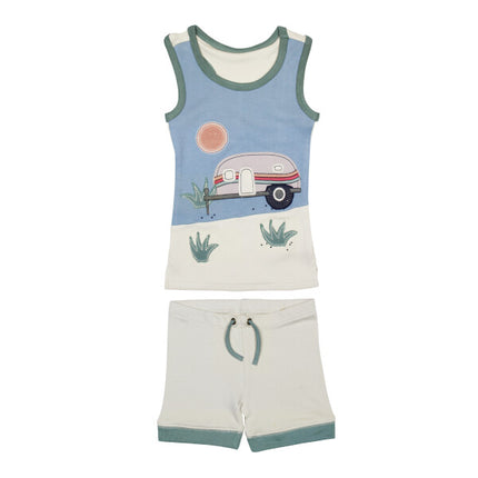 Camper Organic Applique Tank & Bike Short Set