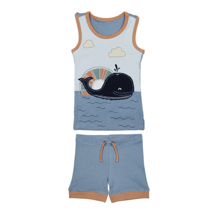 Whale Organic Applique Tank & Bike Short Set