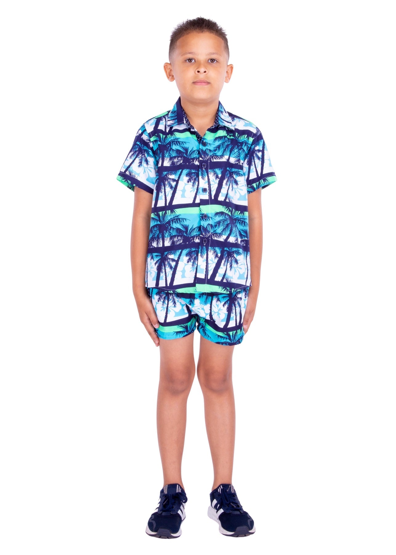 Kids' Turquoise Tropical Print Set