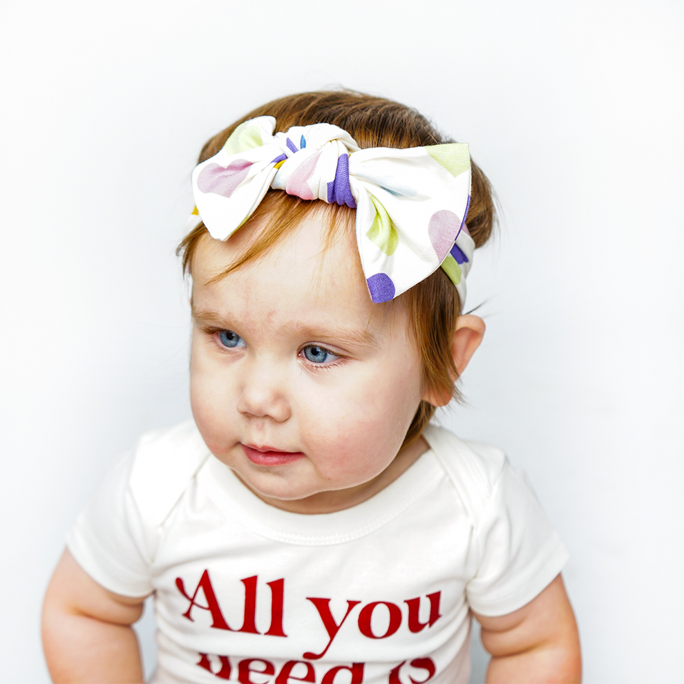 Little Love Purple Hearts Headband Bow