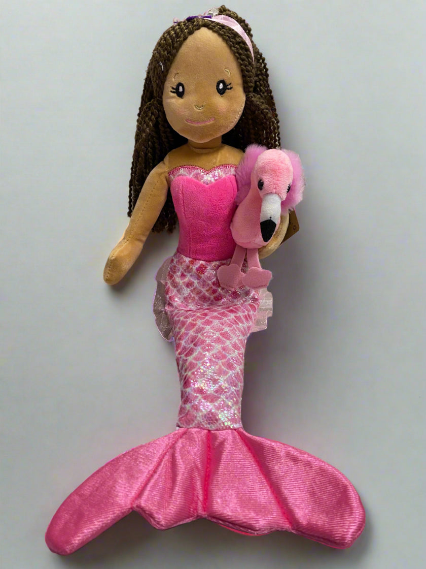 Mermaid w/ Flamingo Doll Stuffed Animal (Pick your Mermaid)