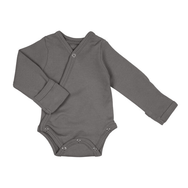 Gray Organic Kimono Bodysuit GOTS-certified