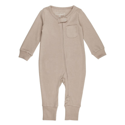 Oatmeal Organic Footless 2-Way Zipper Romper GOTS-certified