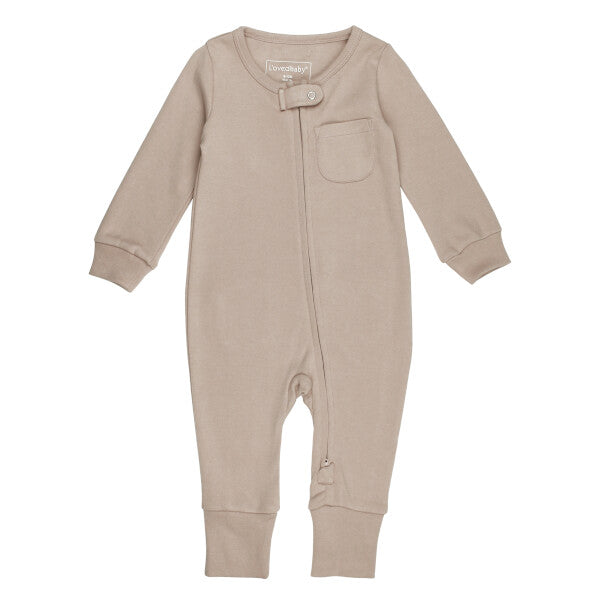 Oatmeal Organic Footless 2-Way Zipper Romper GOTS-certified
