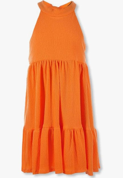 Mock Neck Orange Girl's Dress