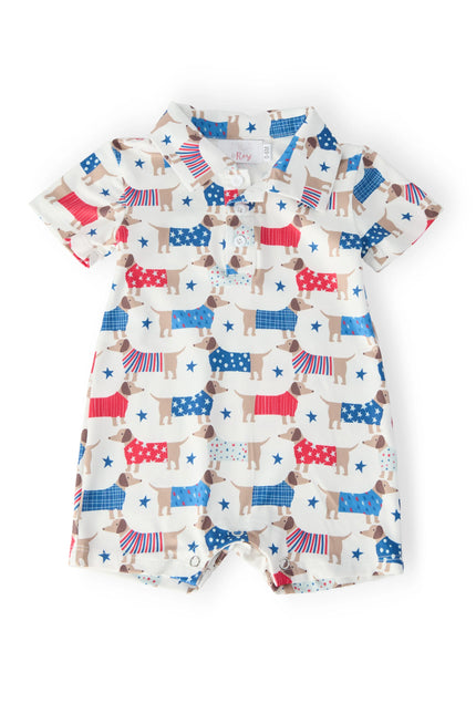 Patriotic Pups Polo Shorty One-Piece